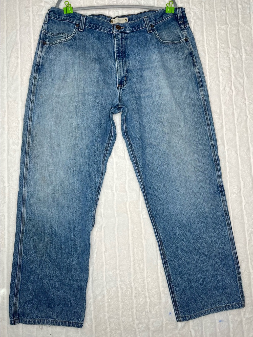 Carhartt Mens Jeans 42x32 Relaxed Fit Straight Leg Denim Blue Workwear VTG